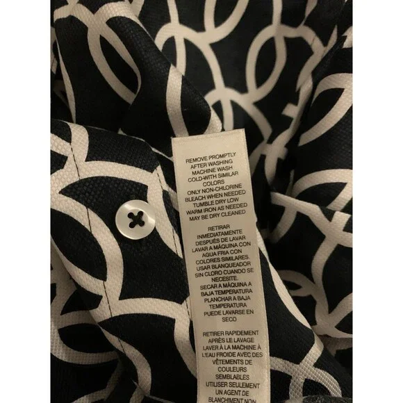 Chicos Size 3 Womens XL No Iron Shirt Black White Button Up 100% Cotton - Picture 5 of 7